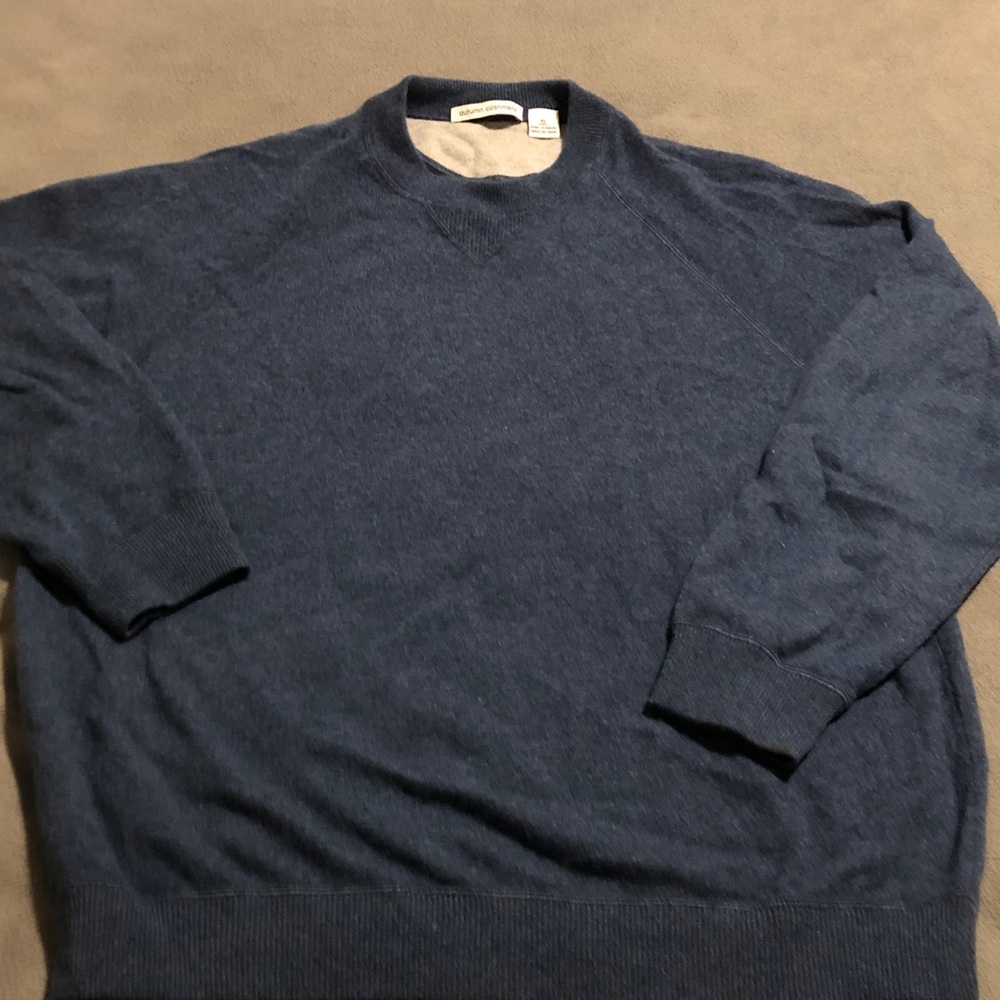 Autumn Cashmere Adult Unisex XL Blue Cashmere Pullover Sweater see Measurements